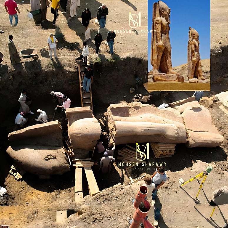 "اكتشاف عملاق تمثال الملك أمنحتب الثالث يظهر من تحت الأرض!" 11264