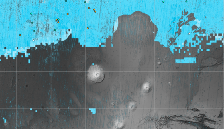 ناسا تكشف عن خريطة لم تظهر من قبل توضح مكان إخفاء الجليد على المريخ 12567