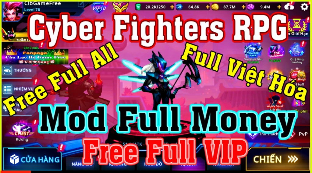 [MobileGame] Cyber Fighters VH - Free Full All - Free Full VIP + Vô Hạn Money Rv13