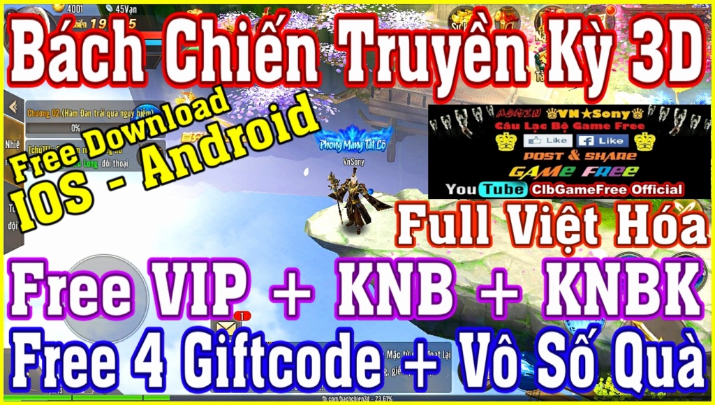 Bách Chiến Truyền Kỳ 3D VH - Free VIP + KNB + KNBK + 4 Giftcode - IOS & Android  Rv1410