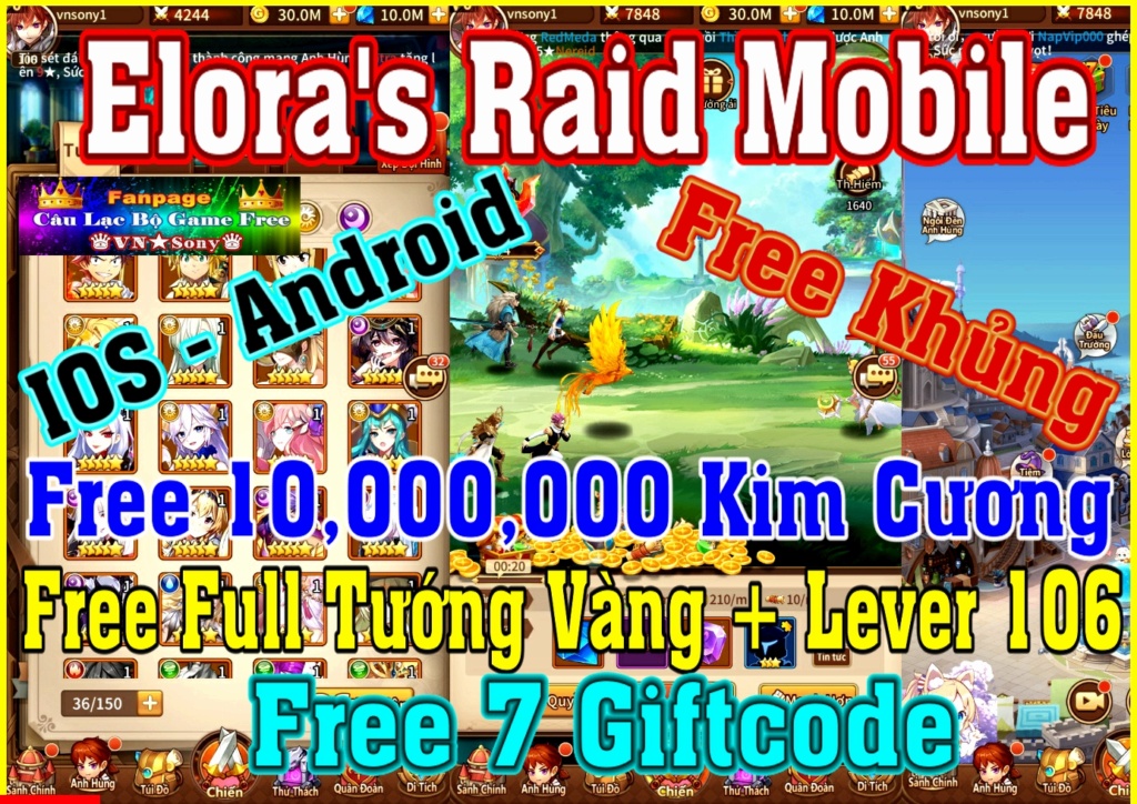 [MobileGame] Elora's Raid - Free 10M KC + Lever 106 + Full Tướng Vàng - IOS & Android Rv312