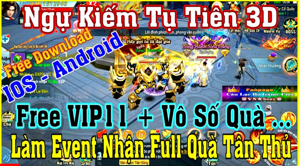 [MobileGame] Ngự Kiếm Tụ Tiên 3D - Free VIP11 + KNB + Full Quà Event Tân Thủ Rv313