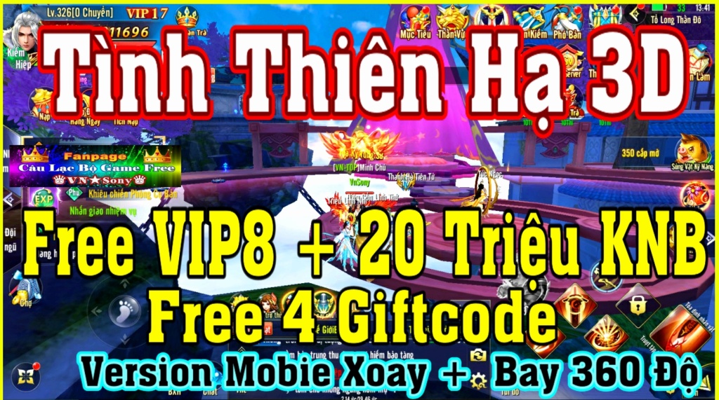 [Mobile Game] Tình Thiên Hạ 3D - Free VIP8 + 20 Triệu KNB + 4 Giftcode Rv510