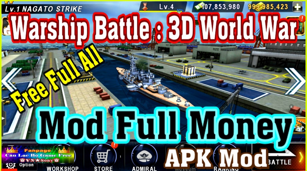 [MobileGame] Warship Battle 3D  - Mod Full Money - Free Full All Rv511