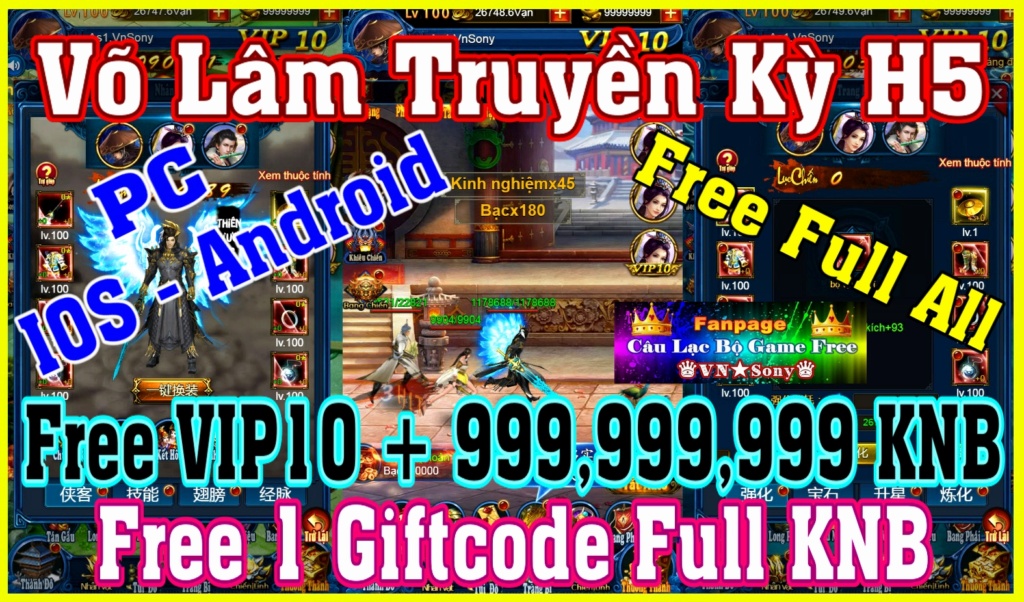 [H5 Game] Võ Lâm Truyền Kỳ H5 - Free Full All - Free VIP10 + 999 Triệu KNB Rv913