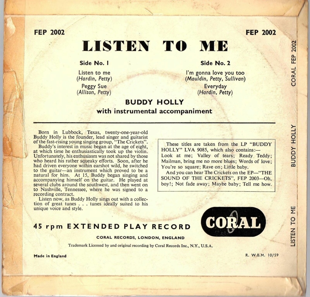 Buddy Holly eps 45 rpm Bh211