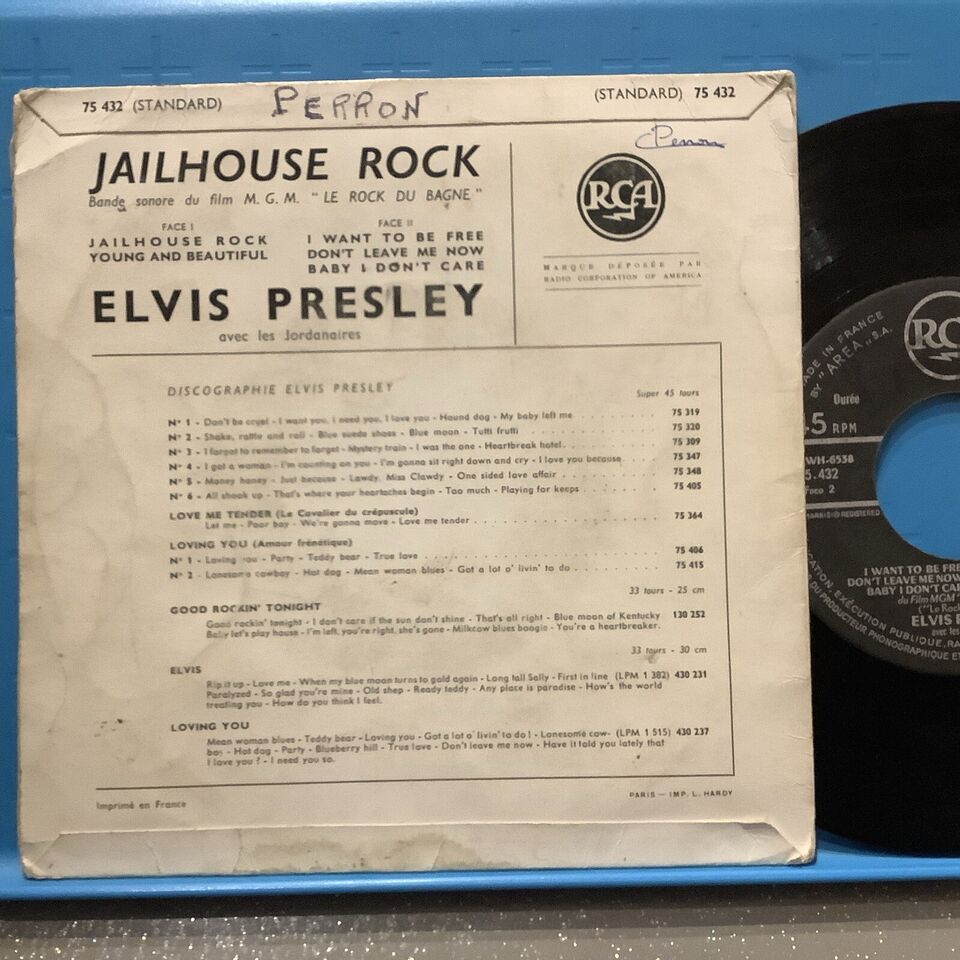 Elvis Presley - Jailhouse rock - Young and beautiful - I want to be free - Don't leave me now - Baby i don't care - RCA 75 432 S-l16153