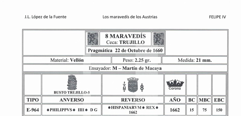 8 Maravedís 1.662 Trujillo, Felipe IV 22210