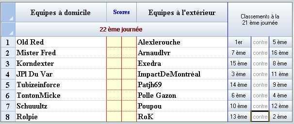 Mania League D1 - Journée 22 J2211