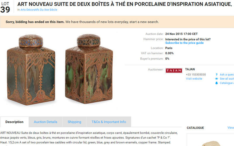 Vase Art Nouveau : Porcelaine et cuivre Pco10
