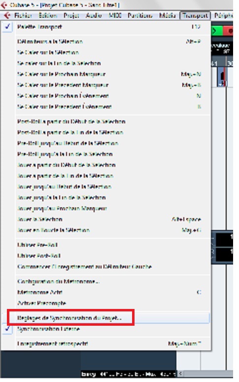 Impossible d'envoyer synchro dans cubase. Cubase13