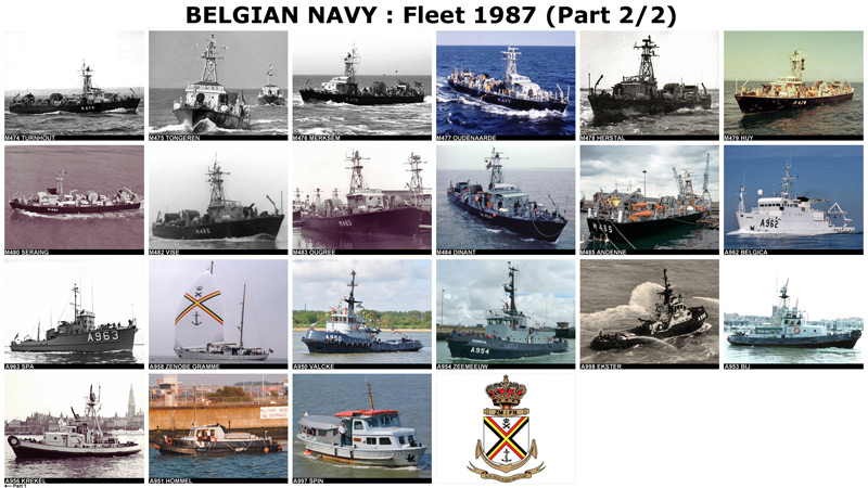Vloot van de Belgische Zeemacht in 1987 - Flotte de la Force Navale belge en 1987