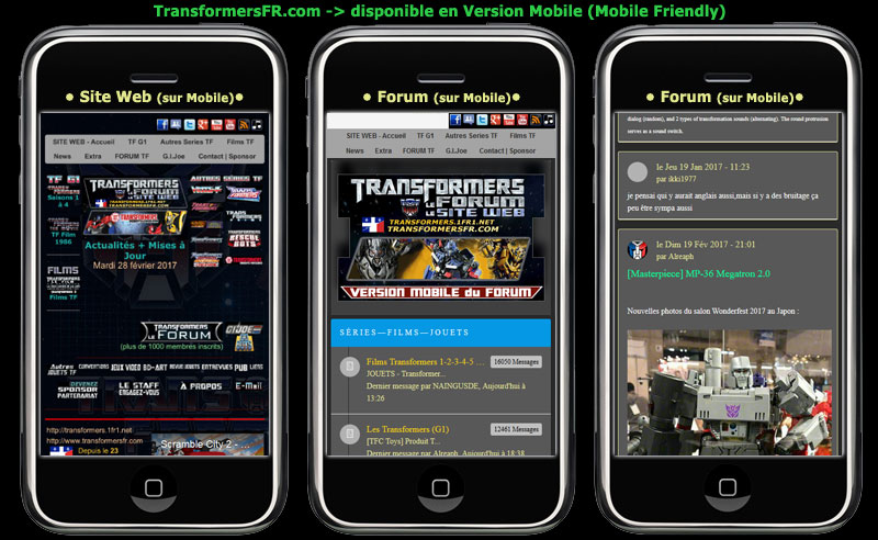 Bienvenue chère Visiteur | PUB pour promouvoir le Site-Forum TF | LIENS | Imprimez notre T-Shirt | Site-Forum adapté au Mobile et PC Mobile12