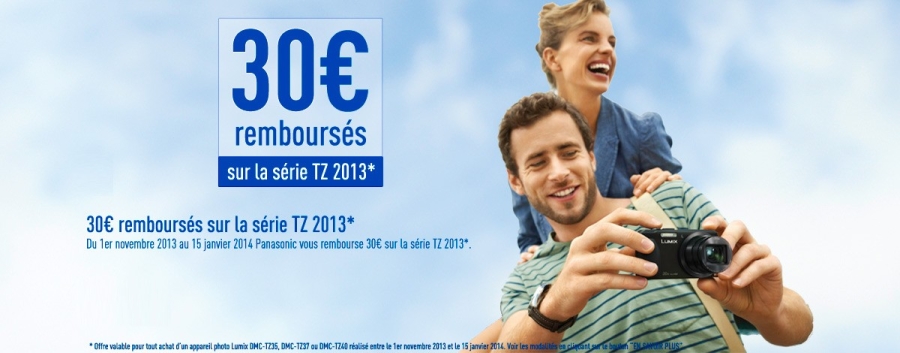 Panasonic rembourse 30€ sur les compacts TZ35, TZ37 et TZ40