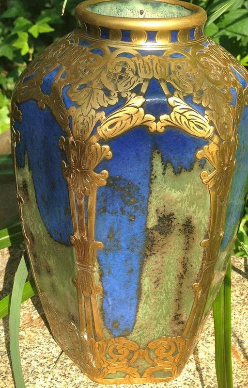Vase Art Nouveau : Porcelaine et cuivre Captur14