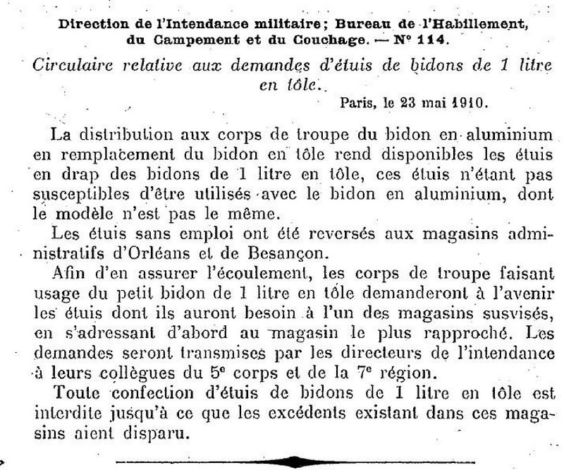 Le bidon d'essai d'1 litre d'infanterie en aluminium dit "modèle 1892"  N6124210