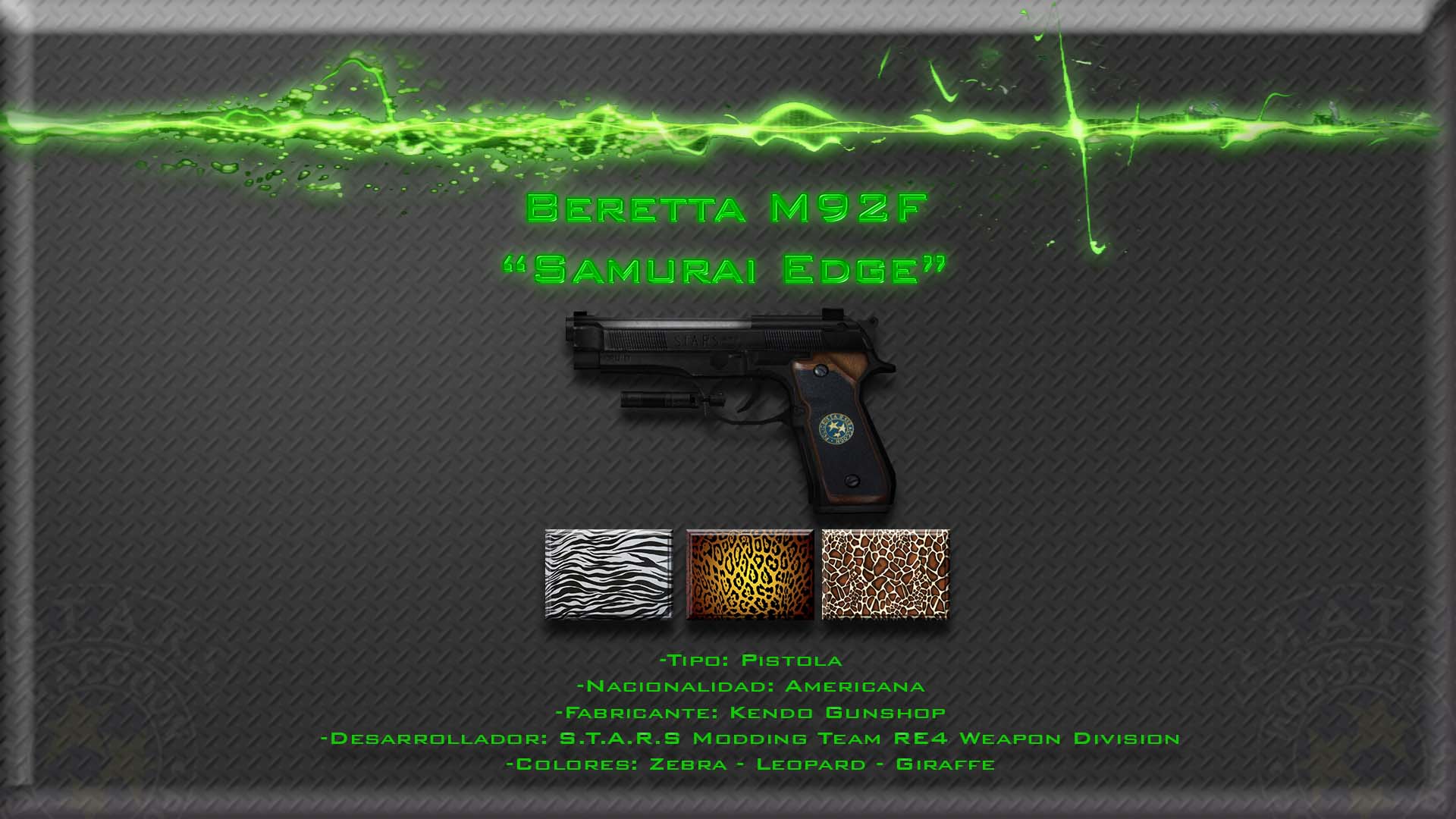 Beretta M92F Samurai Edge HD con Cammos intercambiables Render11