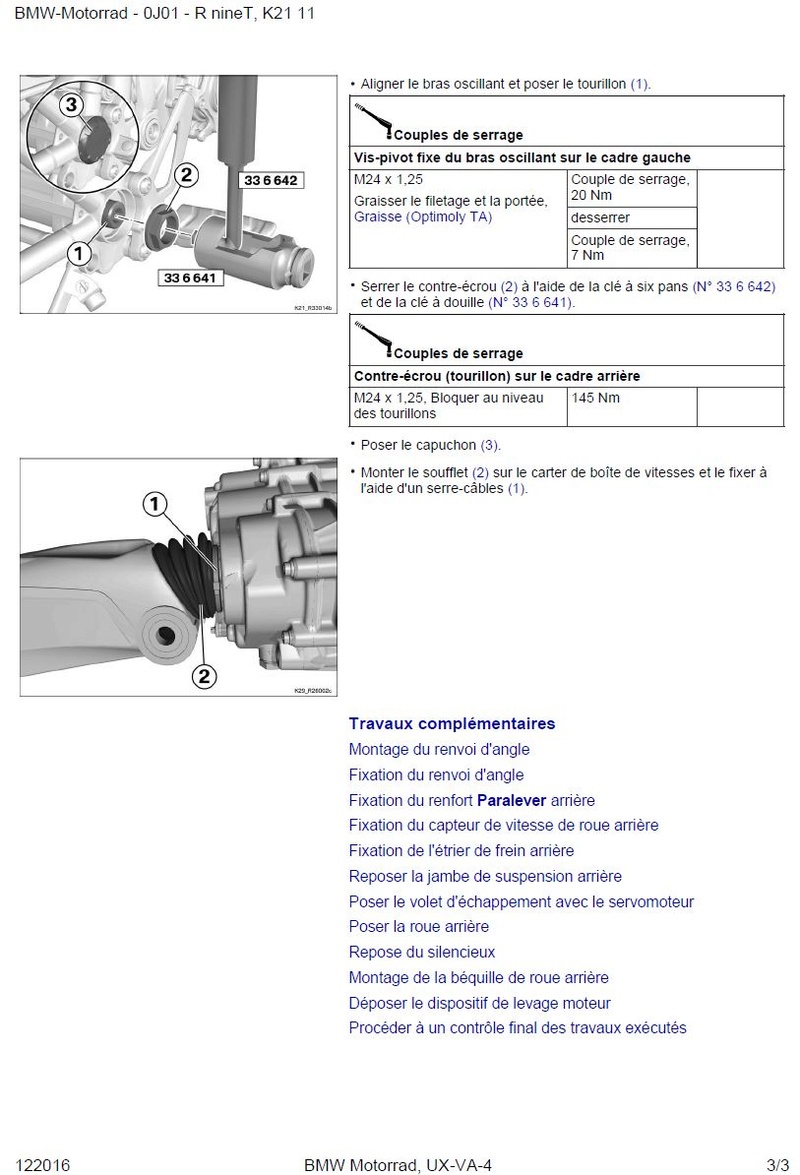 Démontage bras oscillant nine t Nt0211