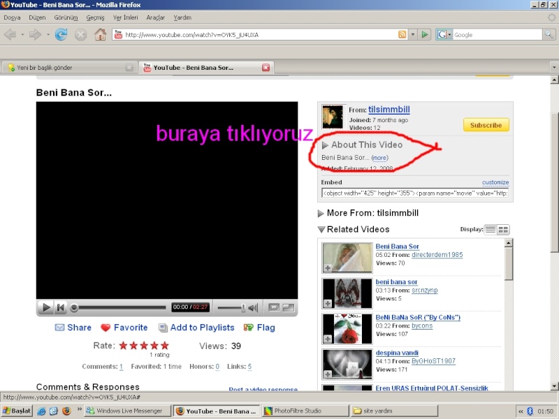  eklemek - Youtube Videolarn foruma Eklemek 21110