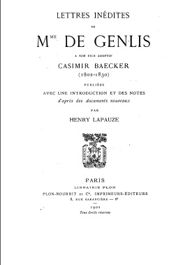 Félicité du Crest de Saint-Aubin, comtesse de Genlis, puis marquise de Sillery - Page 2 Cvt_le10