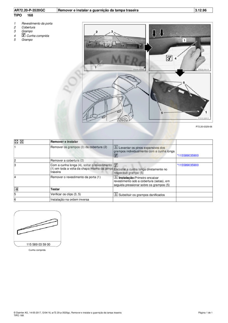 (W168): Classe A160 e A190 Como remover o forro da tampa do porta-malas Md_w1613