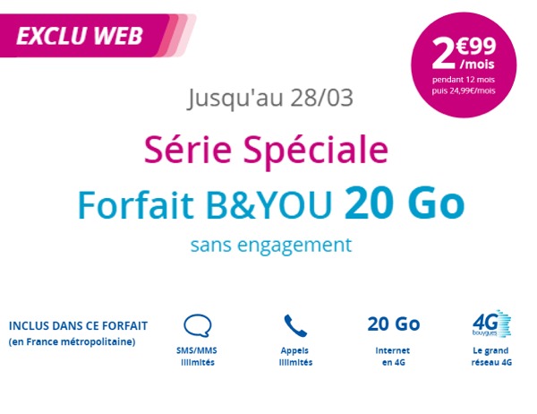 Bouygues Telecom ressort son offre "Anti-Free" à 2,99€ pour 20 Go Promob12