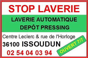 u01. ISSOUDUN - STOP LAVERIE - Laverie automatique 7/7 jours, dépôt pressing Iss-la12