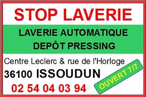  ISSOUDUN - STOP LAVERIE - Laverie automatique 7/7 jours, dépôt pressing Iss-la12