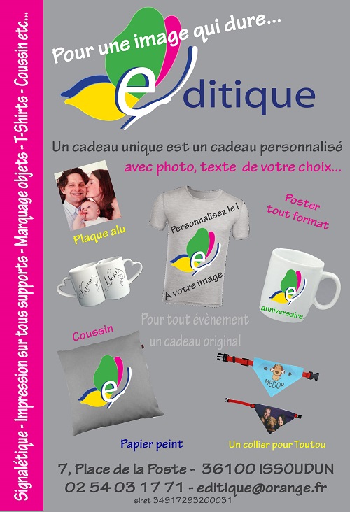 r04. ISSOUDUN - EDITIQUE - Impression numérique, signalétique, publicité adhésive, flyers Issoud12