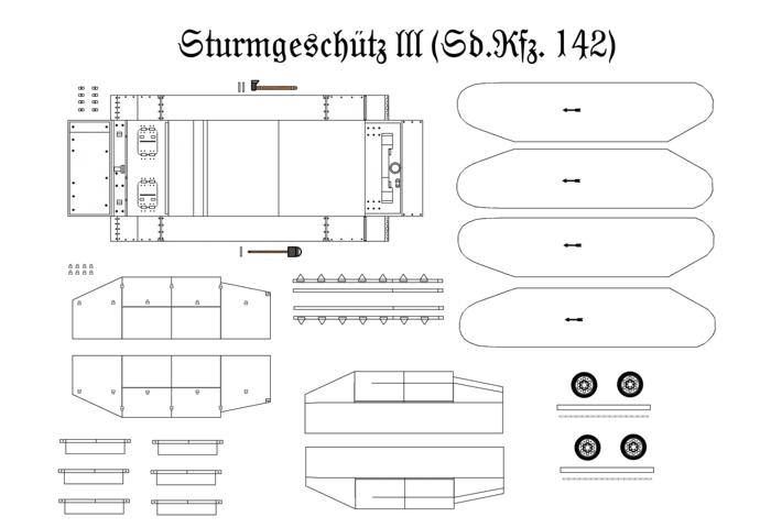 Restaurierung Sturmgeschütz III/ ziemlich alter Bogen von EtB Modell S_310