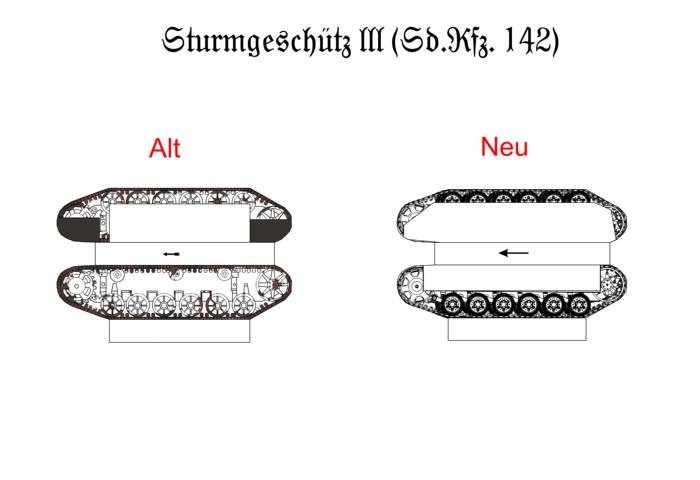 Restaurierung Sturmgeschütz III/ ziemlich alter Bogen von EtB Modell St_310