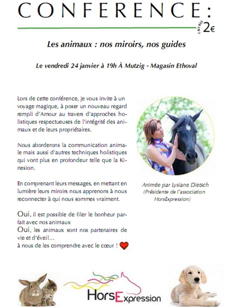 Alsace : conférences "Animaux, nos miroirs nos guides" Affich12