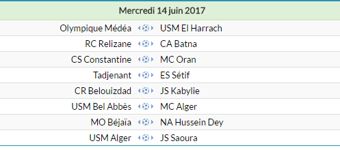 الجولة 30 و الاخيرة من بطولة الرابطة المحترفة الاولى  لكرة القدم بالجزائر 14/06/2017 Rysult10