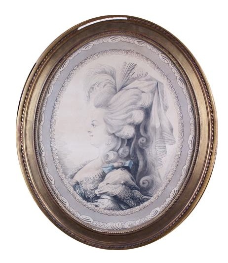 Les Bernard : portraits calligraphiques, dit au trait de plume, de Marie-Antoinette et Louis XVI Captu145