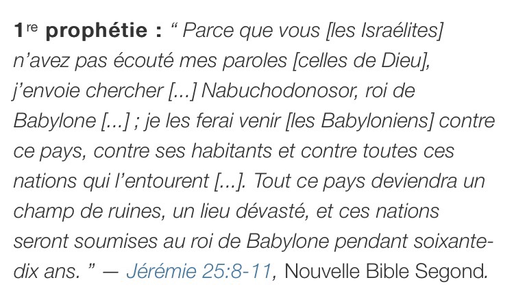 La punition pour ne pas avoir obei a Jehovah: 70 d'exil annoncer par Jérémie 25:8-11 Image13