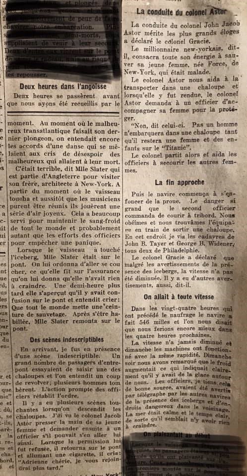 Le naufrage du Titanic fait la une des journaux - Page 4 Devoi138