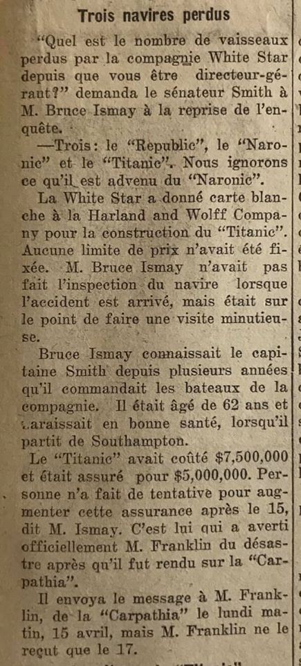 naufrage - Le naufrage du Titanic fait la une des journaux - Page 8 Devoi368