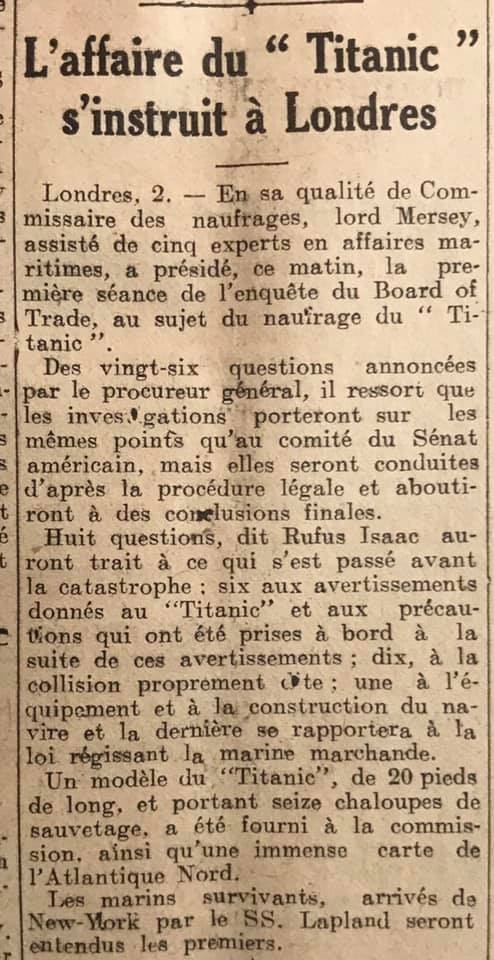 Le naufrage du Titanic fait la une des journaux - Page 8 Devoi387