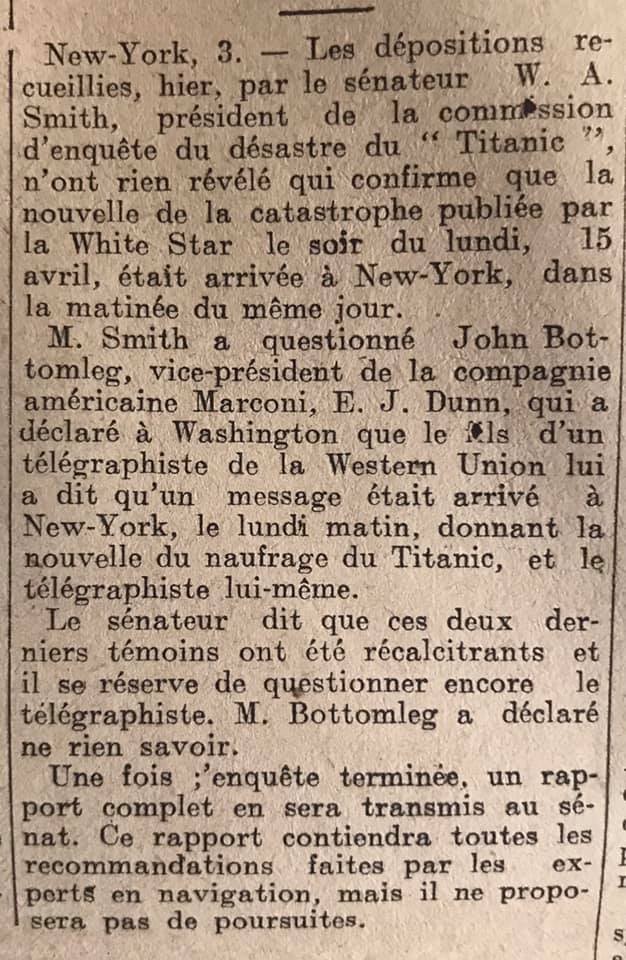naufrage - Le naufrage du Titanic fait la une des journaux - Page 8 Devoi395