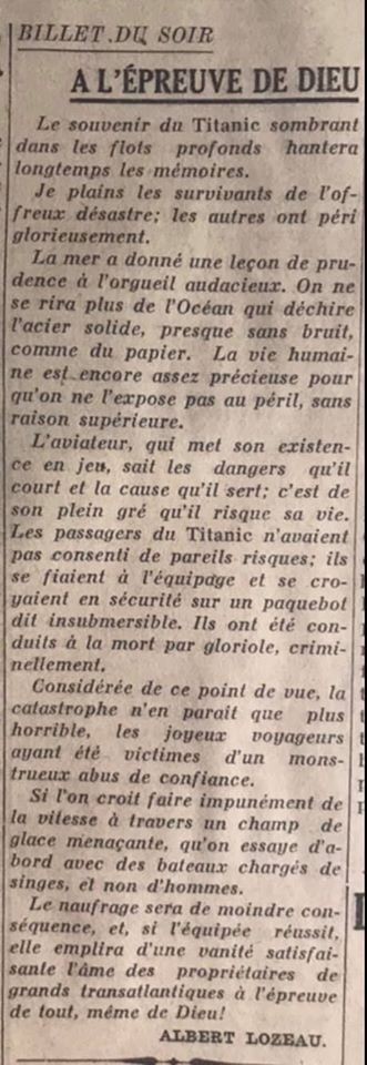 naufrage - Le naufrage du Titanic fait la une des journaux - Page 8 Devoi407