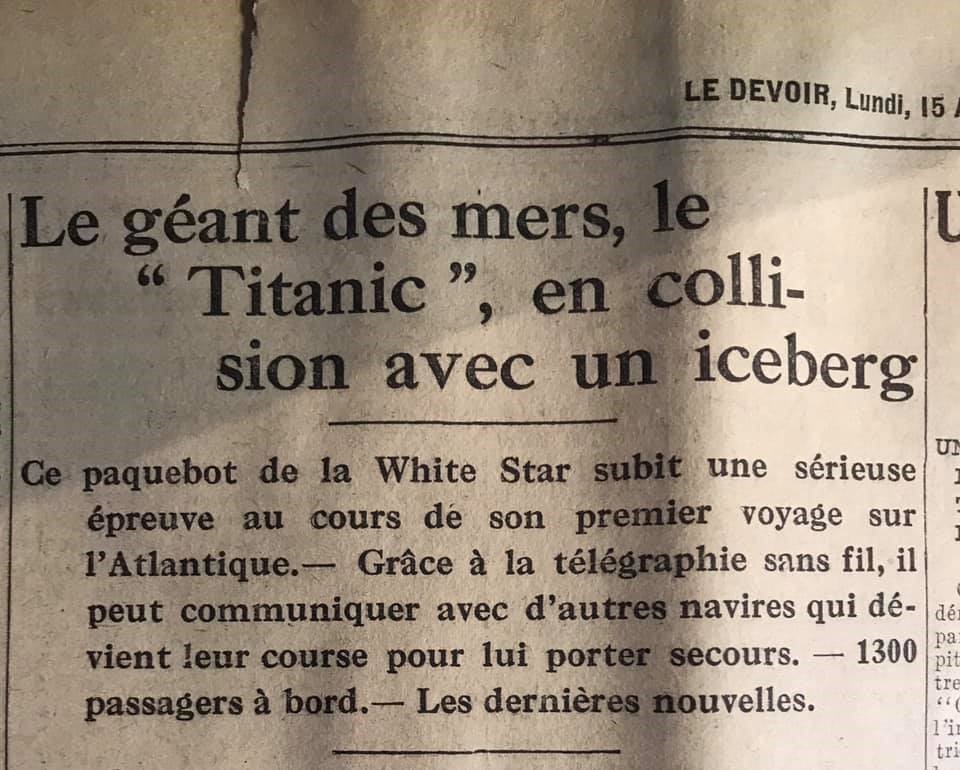 naufrage - Le naufrage du Titanic fait la une des journaux - Page 3 Devoir15