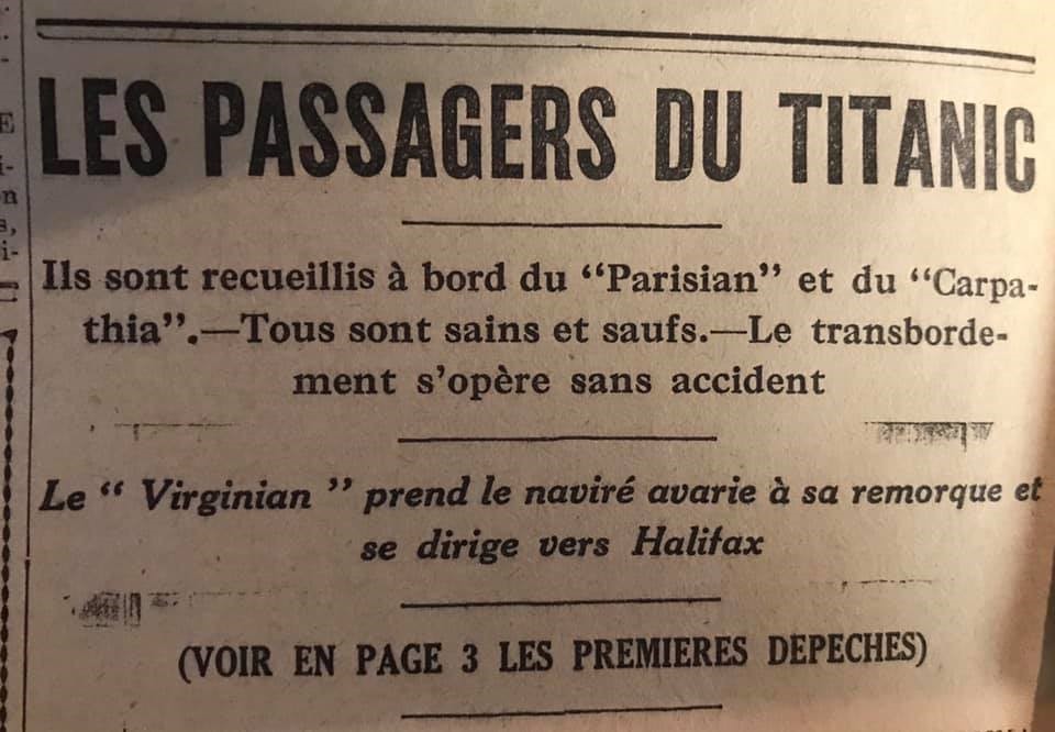 Le naufrage du Titanic fait la une des journaux - Page 3 Devoir20