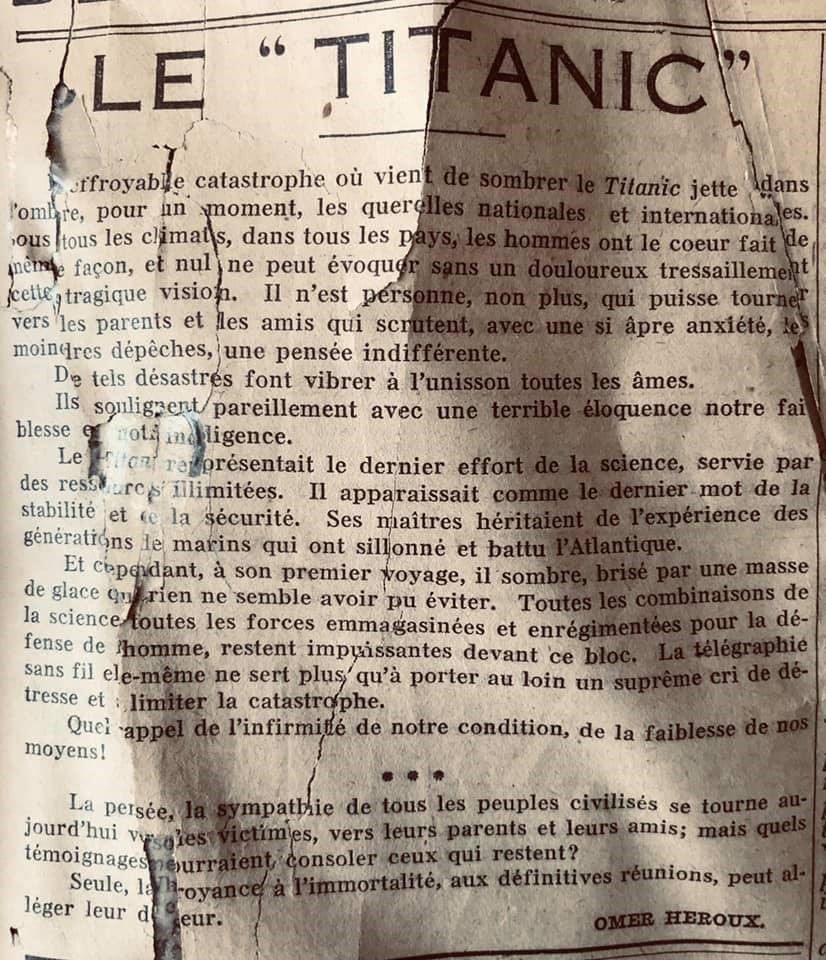 naufrage - Le naufrage du Titanic fait la une des journaux - Page 3 Devoir27