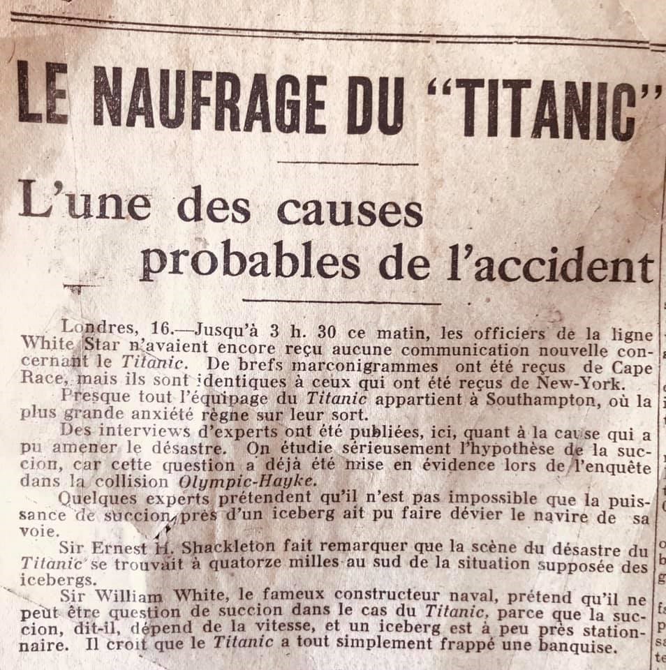 naufrage - Le naufrage du Titanic fait la une des journaux - Page 3 Devoir28