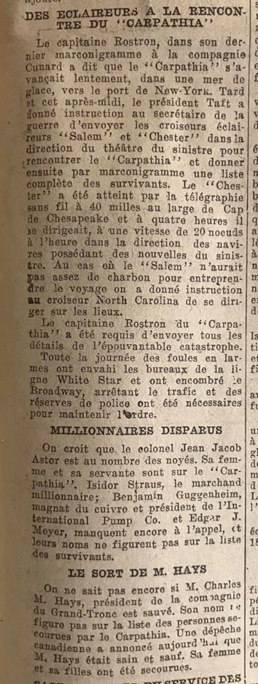 naufrage - Le naufrage du Titanic fait la une des journaux - Page 3 Devoir58