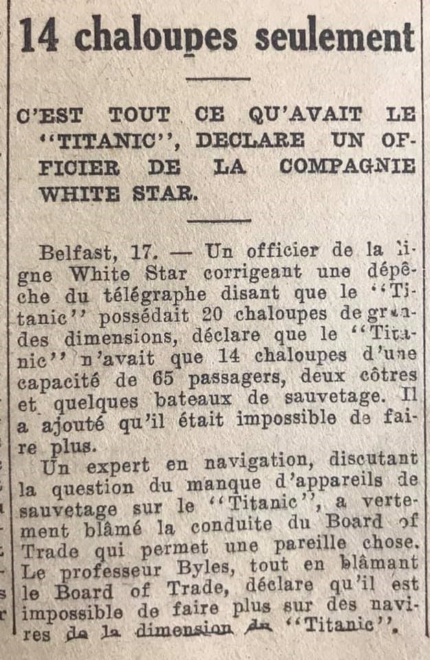 naufrage - Le naufrage du Titanic fait la une des journaux - Page 3 Devoir73