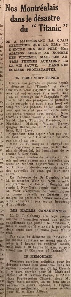 Le naufrage du Titanic fait la une des journaux - Page 4 Devoir99