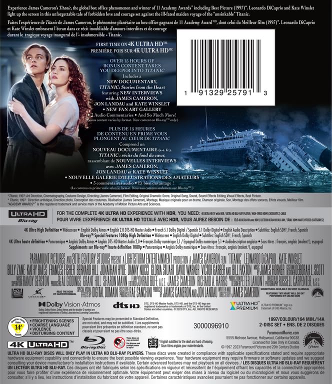 Titanic en édition 4K Ultra HD Blu-ray (24/01/24 en France) Titan420