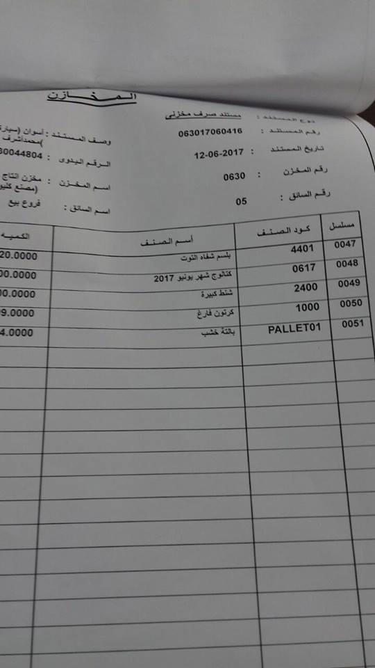 بيان عربية منتجات ماى واى اليوم الثلاثاء 13 - 6 -2017   بفرع اسوان 10038