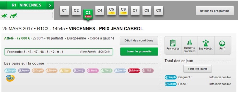 25 MARS 2017 • R1C3 - 14h45 • VINCENNES - PRIX JEAN CABROL Pmu25